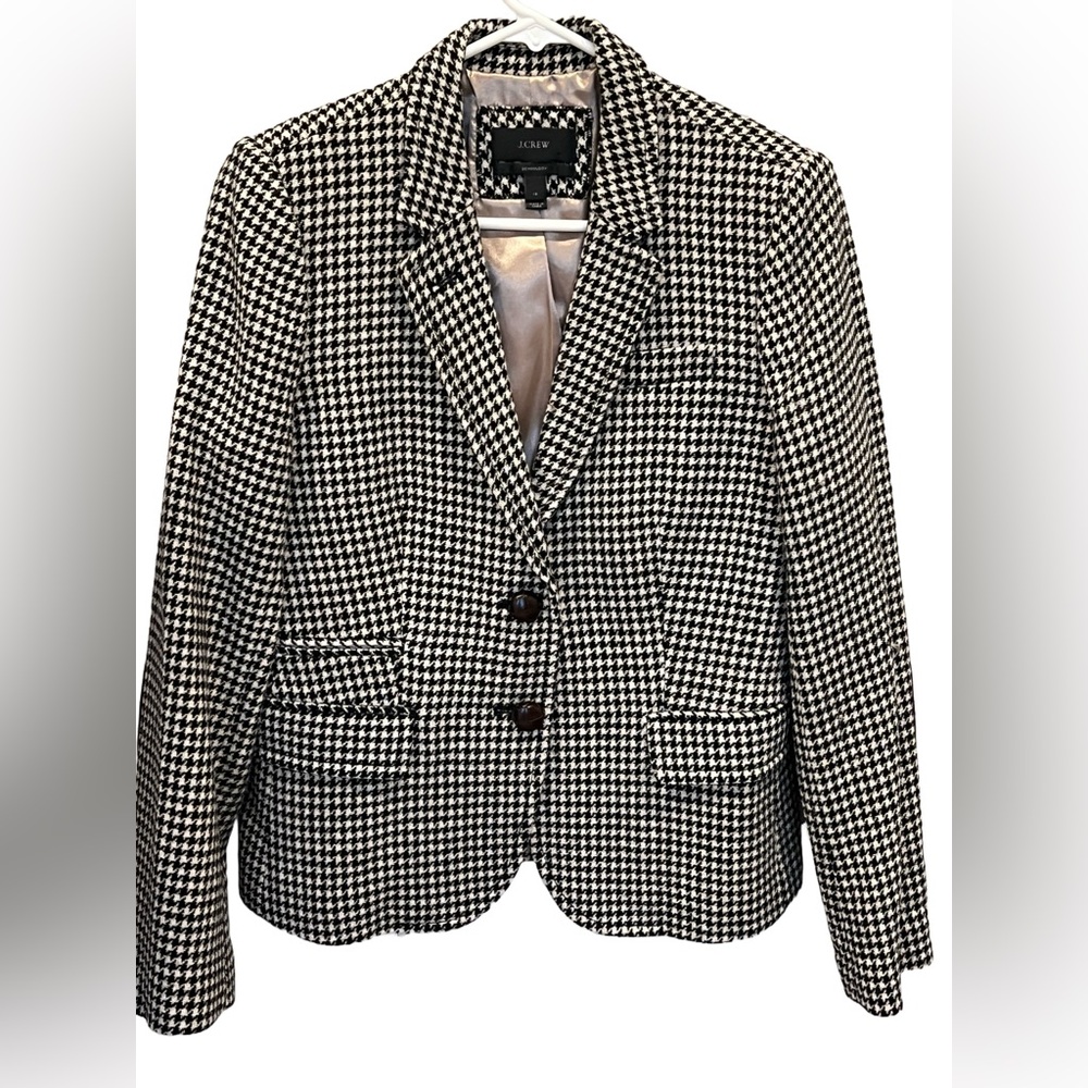 J. Crew Black and White Houndstooth Blazer Size 10